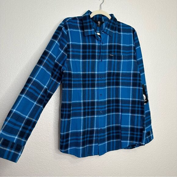 NWT Volcom Plaid Flannel Long Sleeves Button Down Shirt - Picture 2 of 13